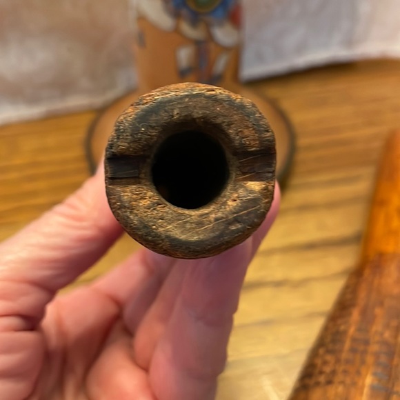 Trio of wooden antique spools - one hand painted with carousel horse - Picture 9 of 10